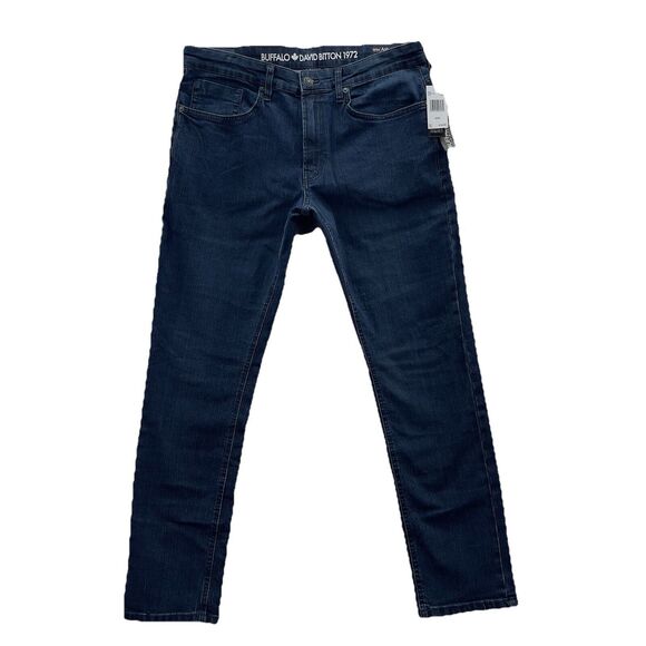 Buffalo David Bitton Ash-x Jeans Men's 34x32 Blue Dark Wash Slim Stretch Denim - Picture 1 of 12